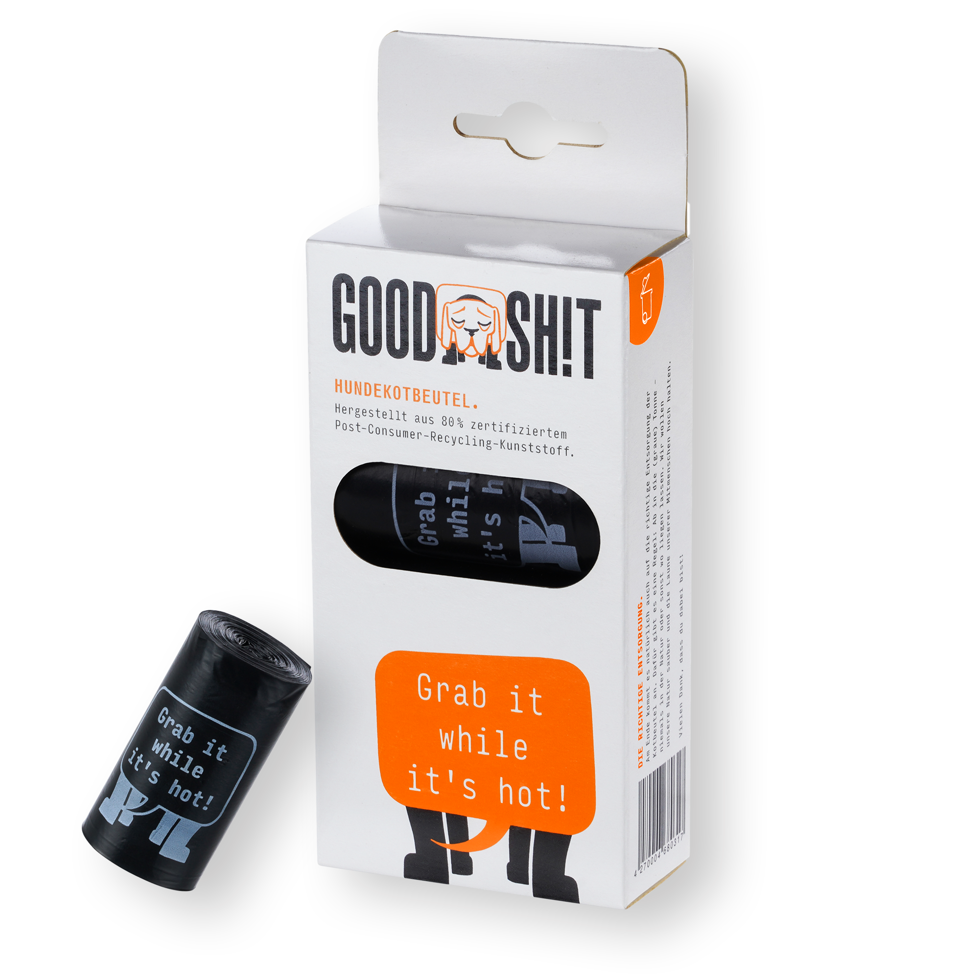 GOODSH!T 4er-Box – nachhaltige Hundekotbeutel im Set mit Recyclinganteil und ohne Rollenkern