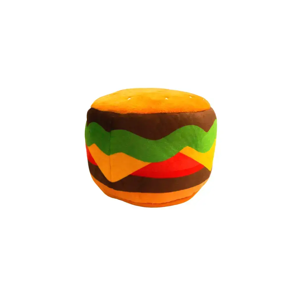3-in-1 Jumbo Burger Hundespielzeug von Pawstory, geöffnet, zeigt die Versteckmöglichkeiten für Leckerlis