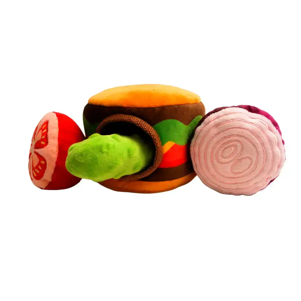 Zwiebel-Mini-Spielzeug aus dem 3-in-1 Jumbo Burger von Pawstory, mit Quietschgeräusch