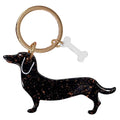 Schlüsselanhänger | Dackel Schwarz-Glitzer - Schlüsselanhänger