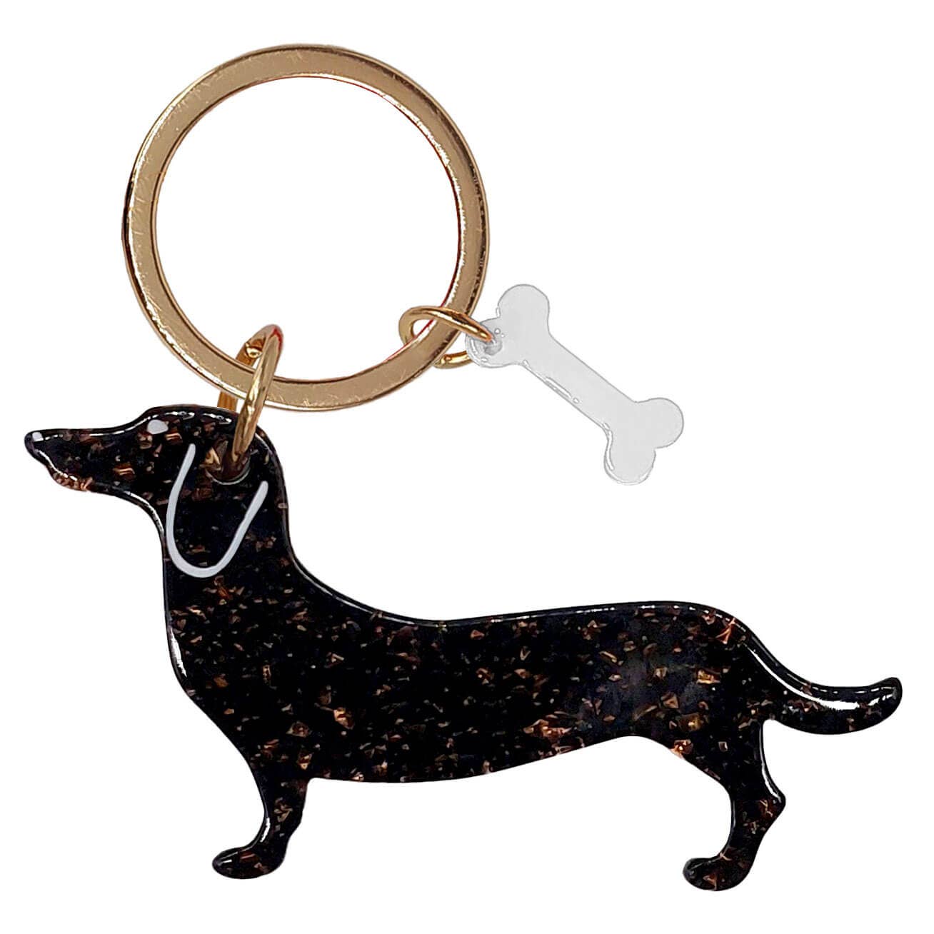 Schlüsselanhänger | Dackel Schwarz-Glitzer - Schlüsselanhänger