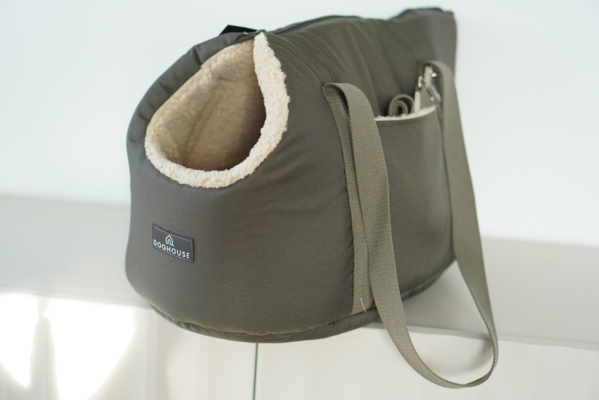 Hundetragetasche mit Bettfunktion | Olive - Olive / L - Hundetragetasche