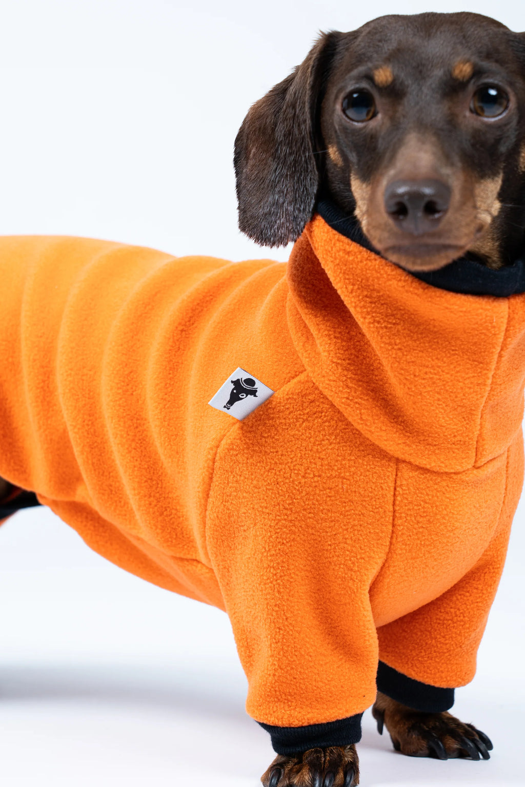 Fleece Overall für Dackel | Orange - Hundepullover
