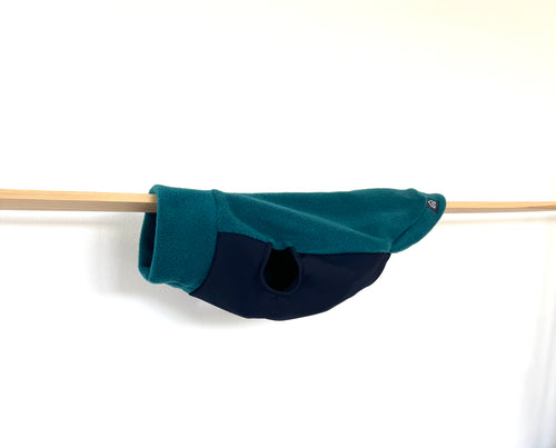 Teckel fleece trui met waterdichte buikinzet | Turquoise - Hondentrui