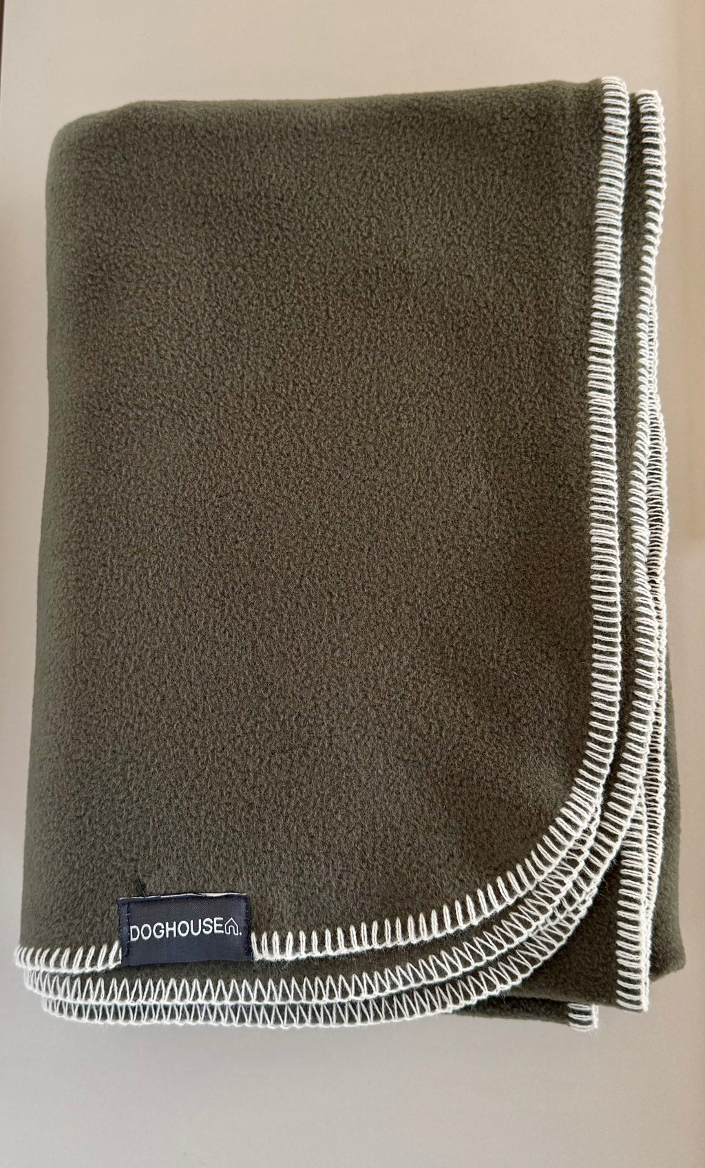 Hundedecke aus Polarfleece | Olive-Creme - Hundedecke