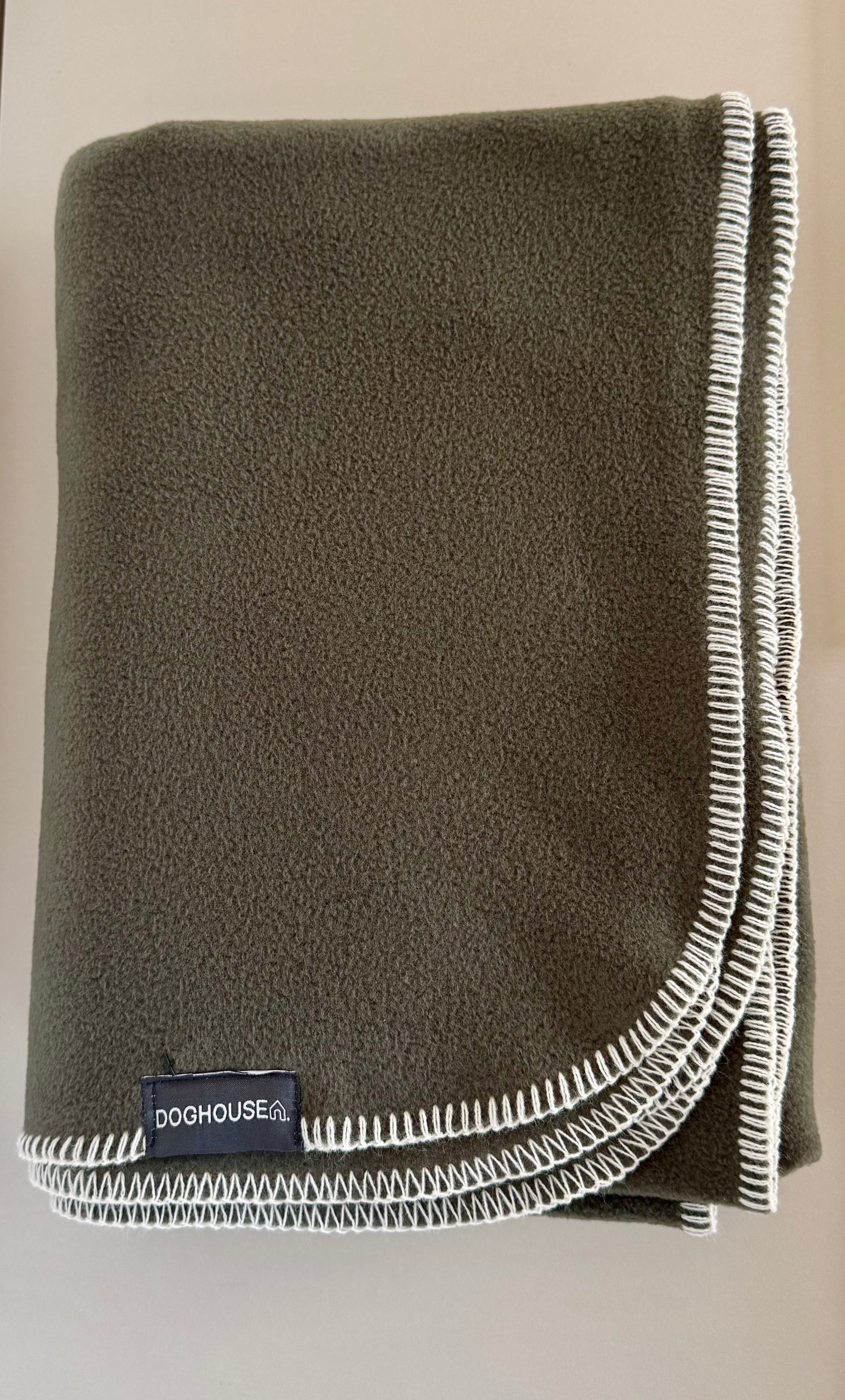 Hundedecke aus Polarfleece | Olive-Creme - Hundedecke