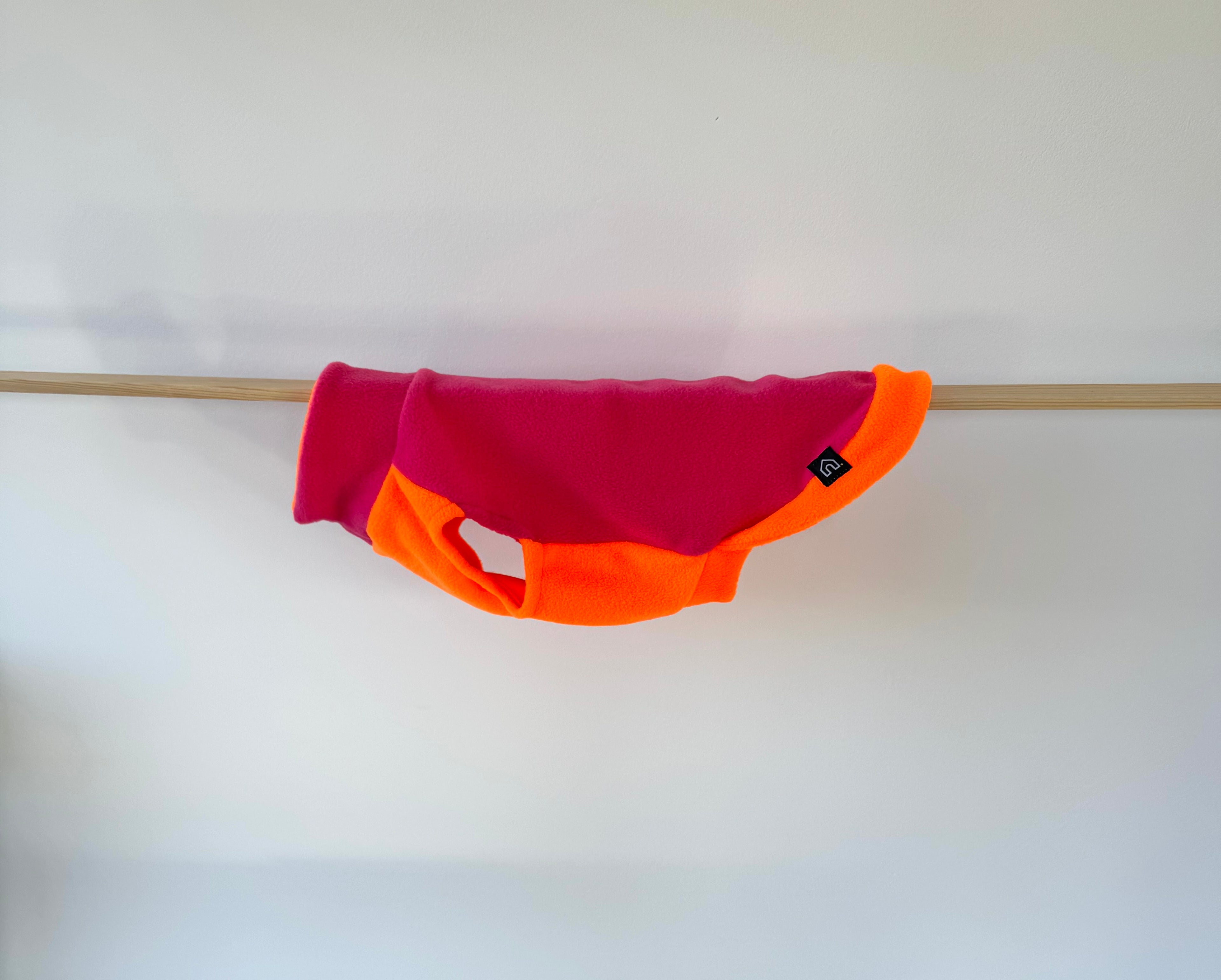 Dackel Fleecepullover | Zweifarbig Orange-Pink - Hundepullover