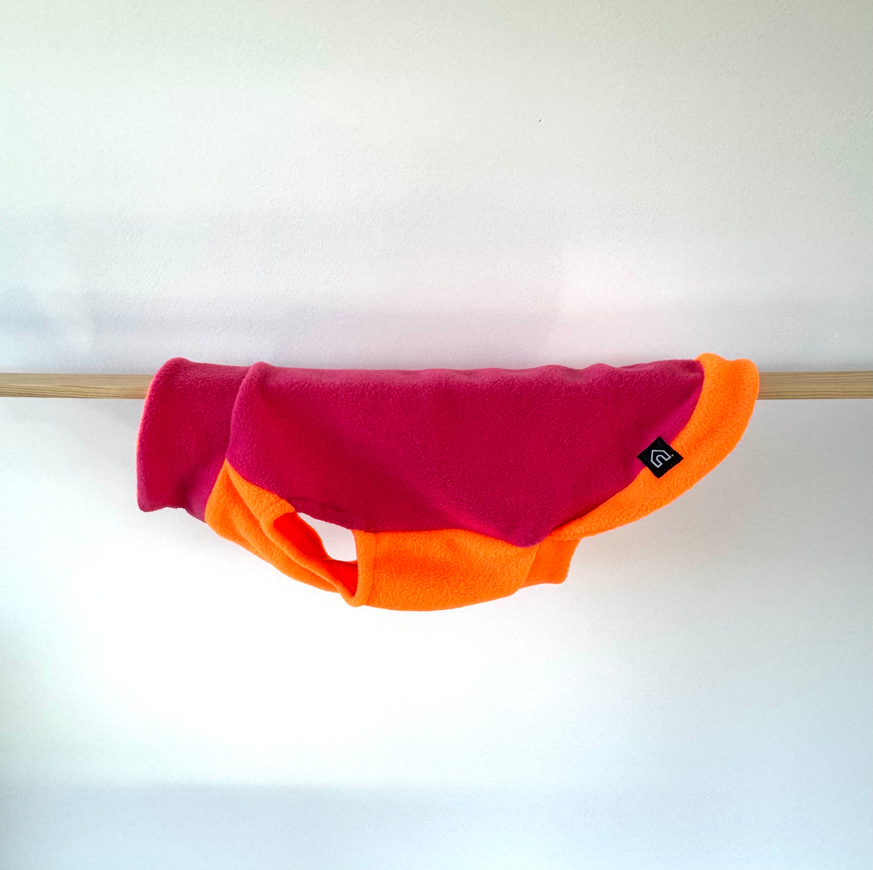 Dackel Fleecepullover | Zweifarbig Orange-Pink - Hundepullover