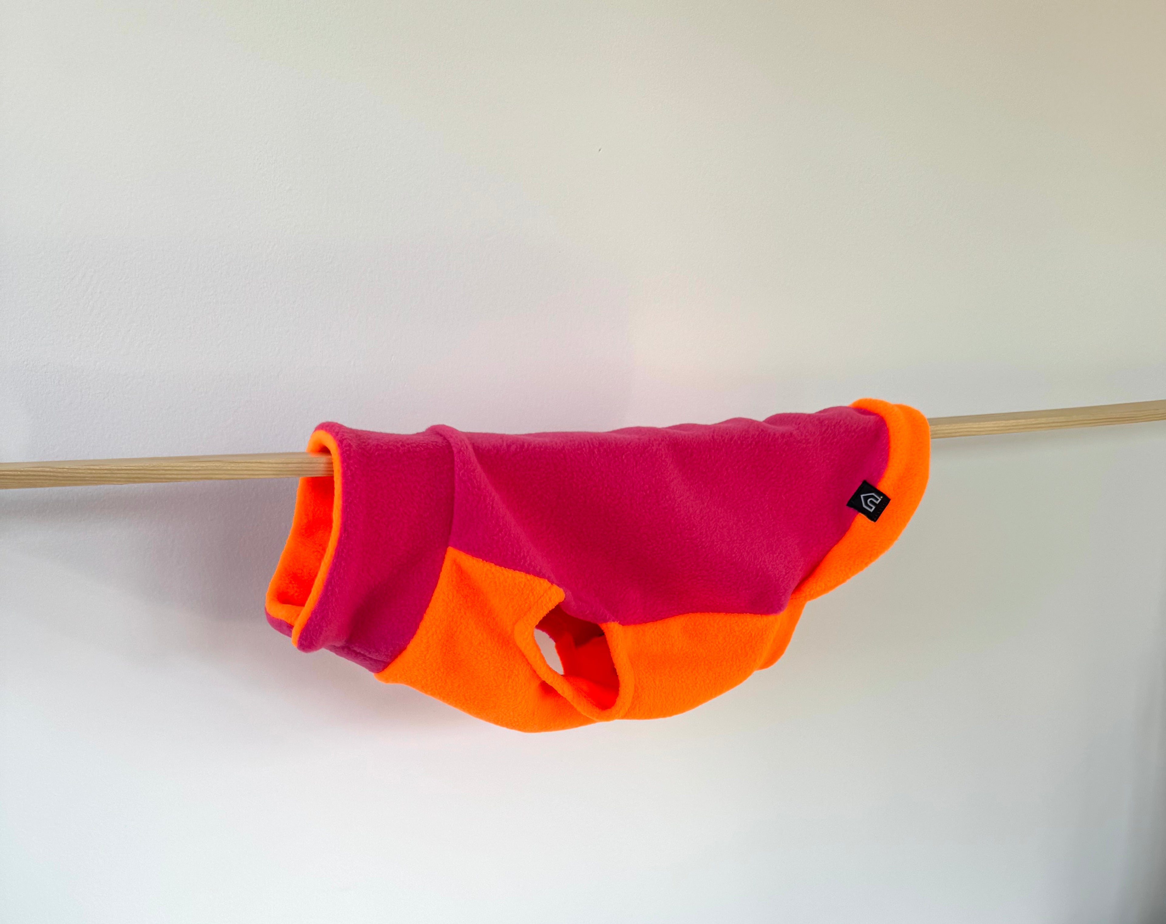 Dackel Fleecepullover | Zweifarbig Orange-Pink - Hundepullover