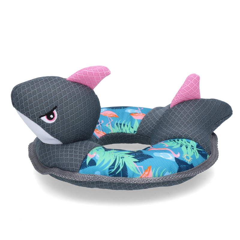 Wasserspielzeug für Hunde | CoolPets Schwimmring Sharky - Flamingo - Wasserspielzeug