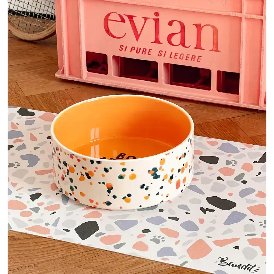 Der Bandit-Keramiknapf von French Bandit – stilvolles gepunktetes Design, perfekt für Hunde & Katzen.