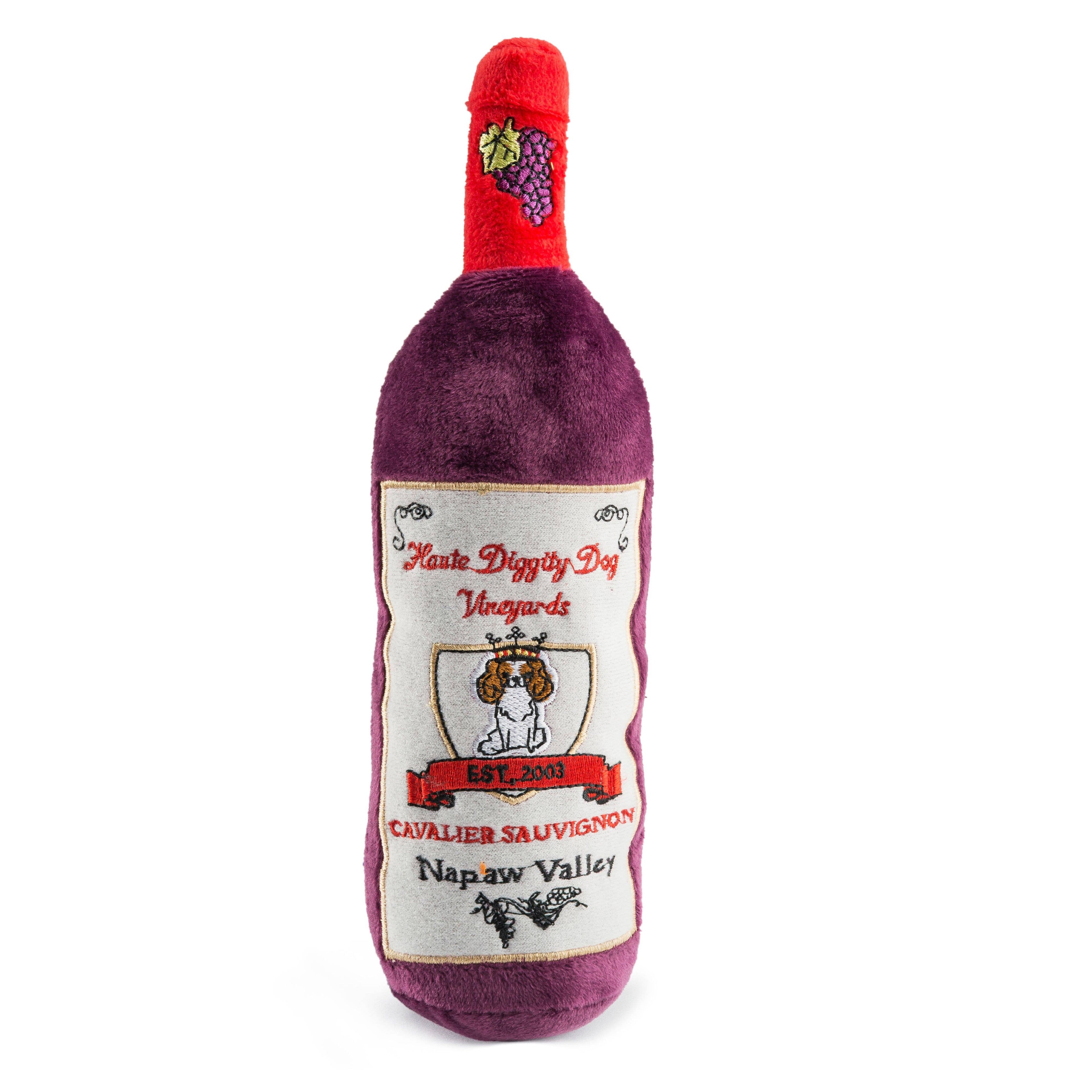 Cavalier Sauvignon Hundespielzeug – Plüsch-Weinflasche mit Quietscher von Haute Diggity Dog