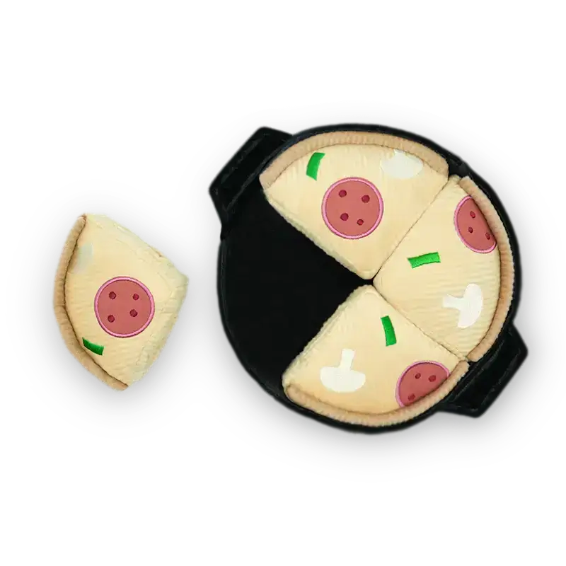 Quietschende Pizzastücke für Hunde – Interaktives Apportierspielzeug von Lambwolf Collective