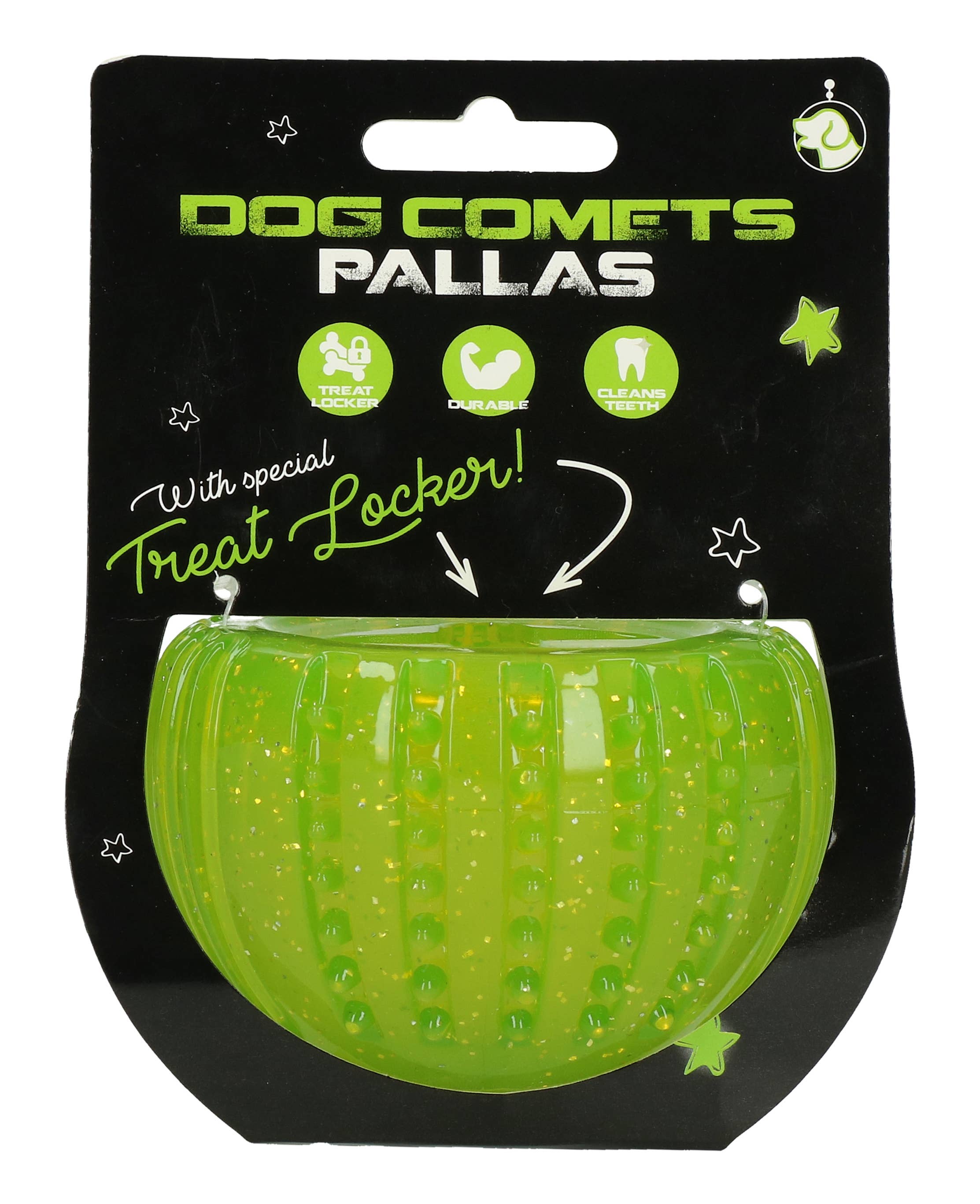 Dog Comets Pallas Snackball in Grün – Hundespielzeug mit Zahnpflege & Leckerli-Fach