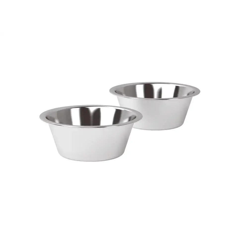 Detailansicht der DogBar M-small – hochwertige Edelstahlnäpfe aus Chromnickelstahl und nachhaltige Holzverarbeitung für ein stilvolles und funktionales Esserlebnis.