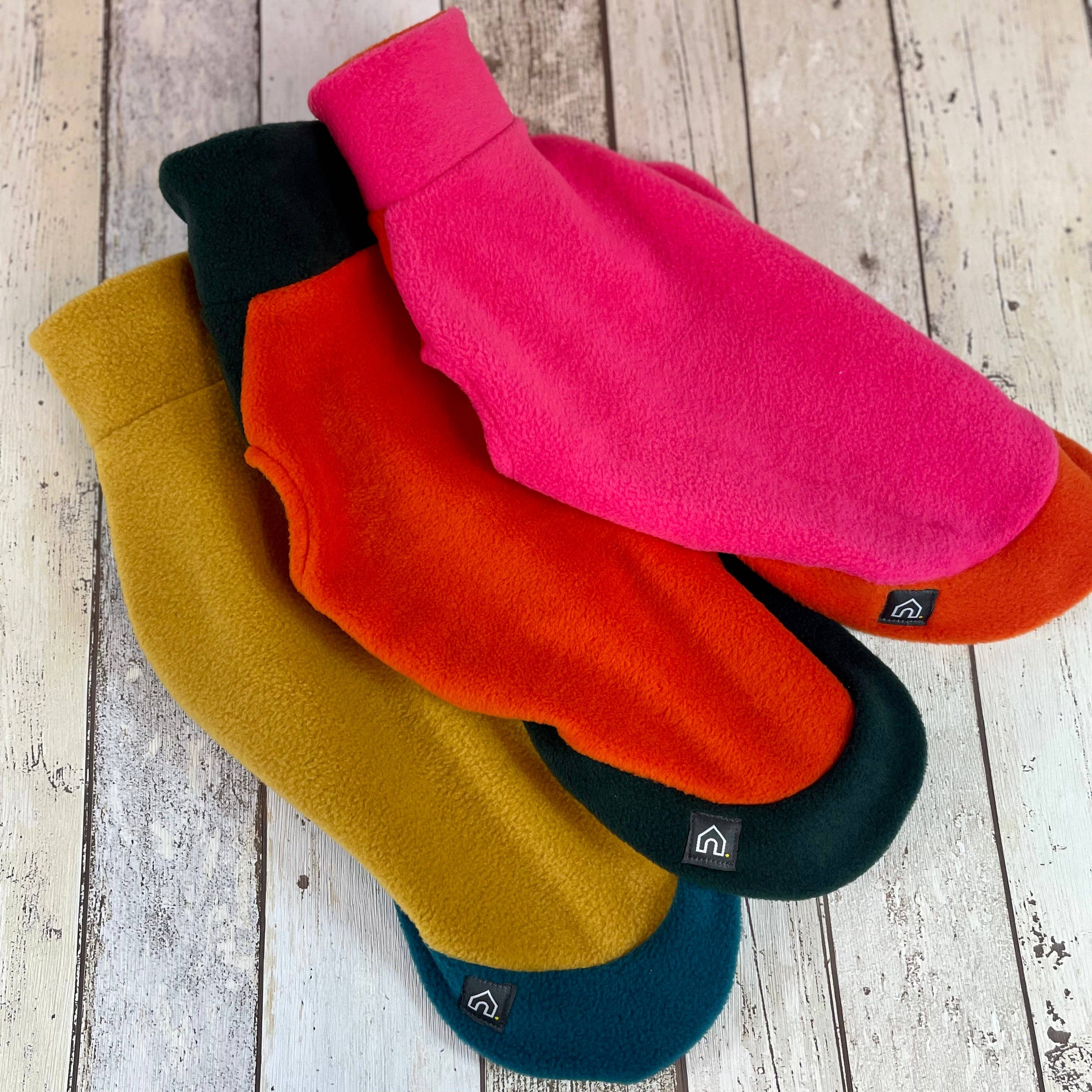 Doghouse Fleecepullover Orange-Grün – extra Länge für langen Dackelrücken