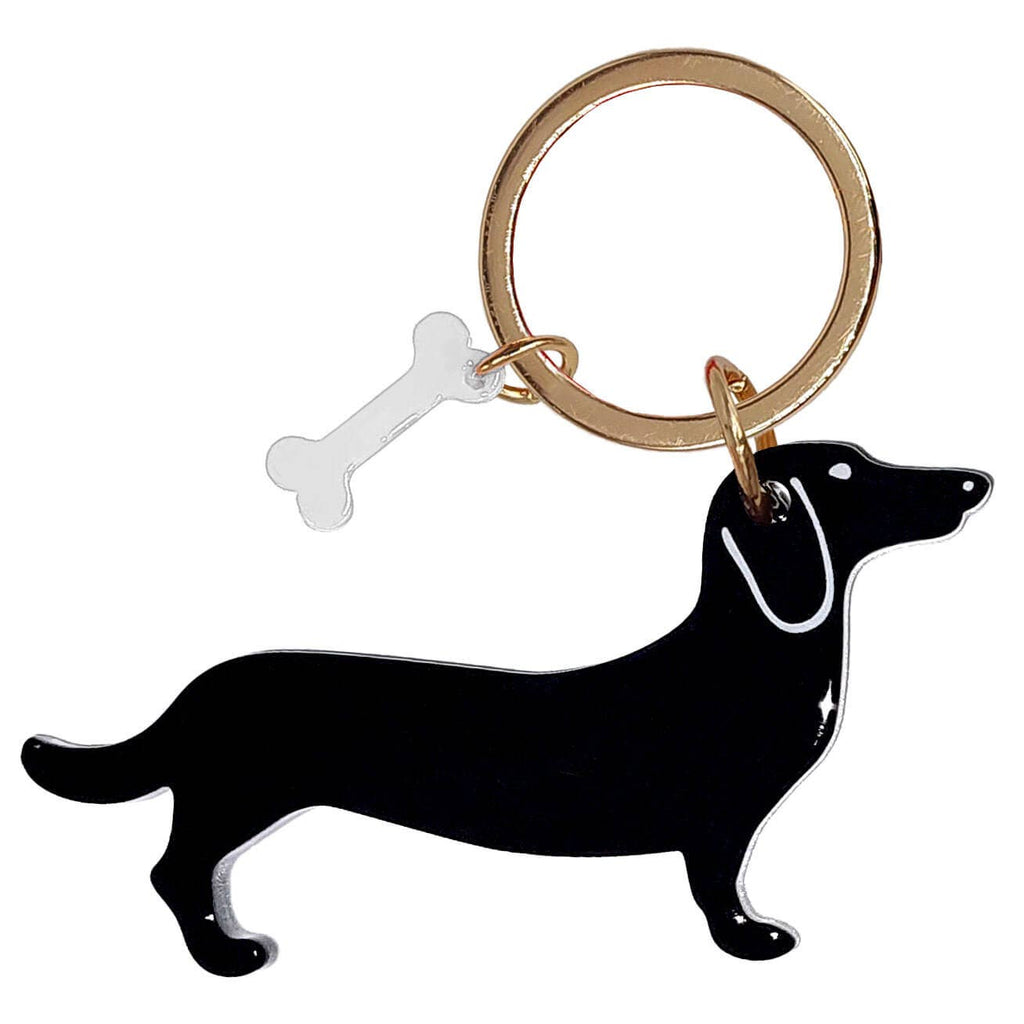 Schlüsselanhänger | Dackel Schwarz-Glitzer - Schlüsselanhänger