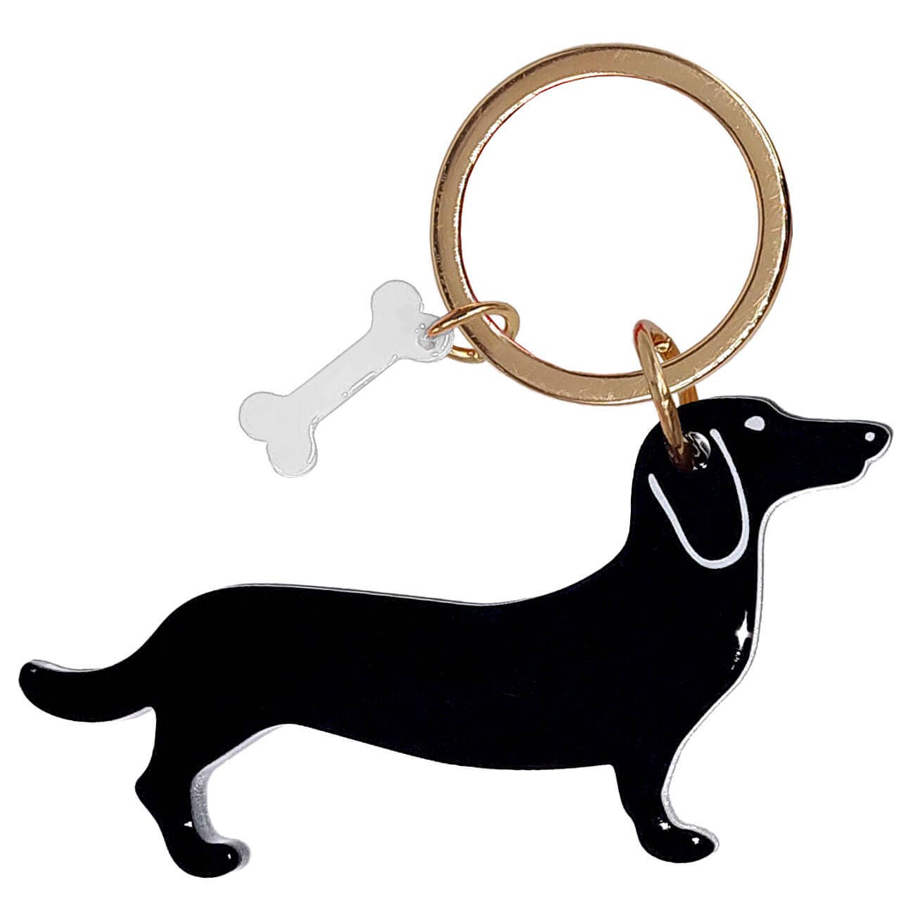 Schlüsselanhänger | Dackel Schwarz-Glitzer - Schlüsselanhänger