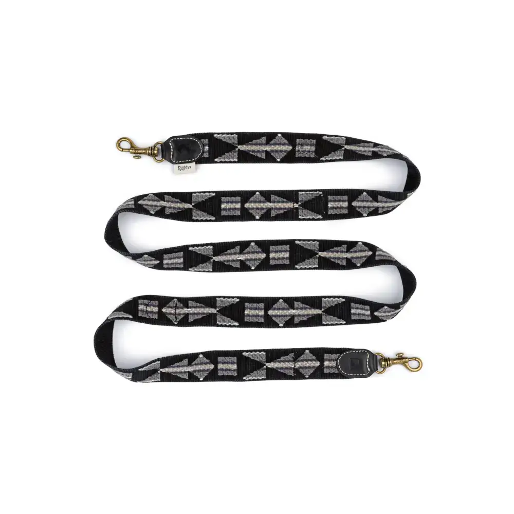 ETNA BLACK Hundeleine von Buddys Dogwear – elegantes Bohemian-Design, handgefertigt aus Baumwolle und Rindsleder.