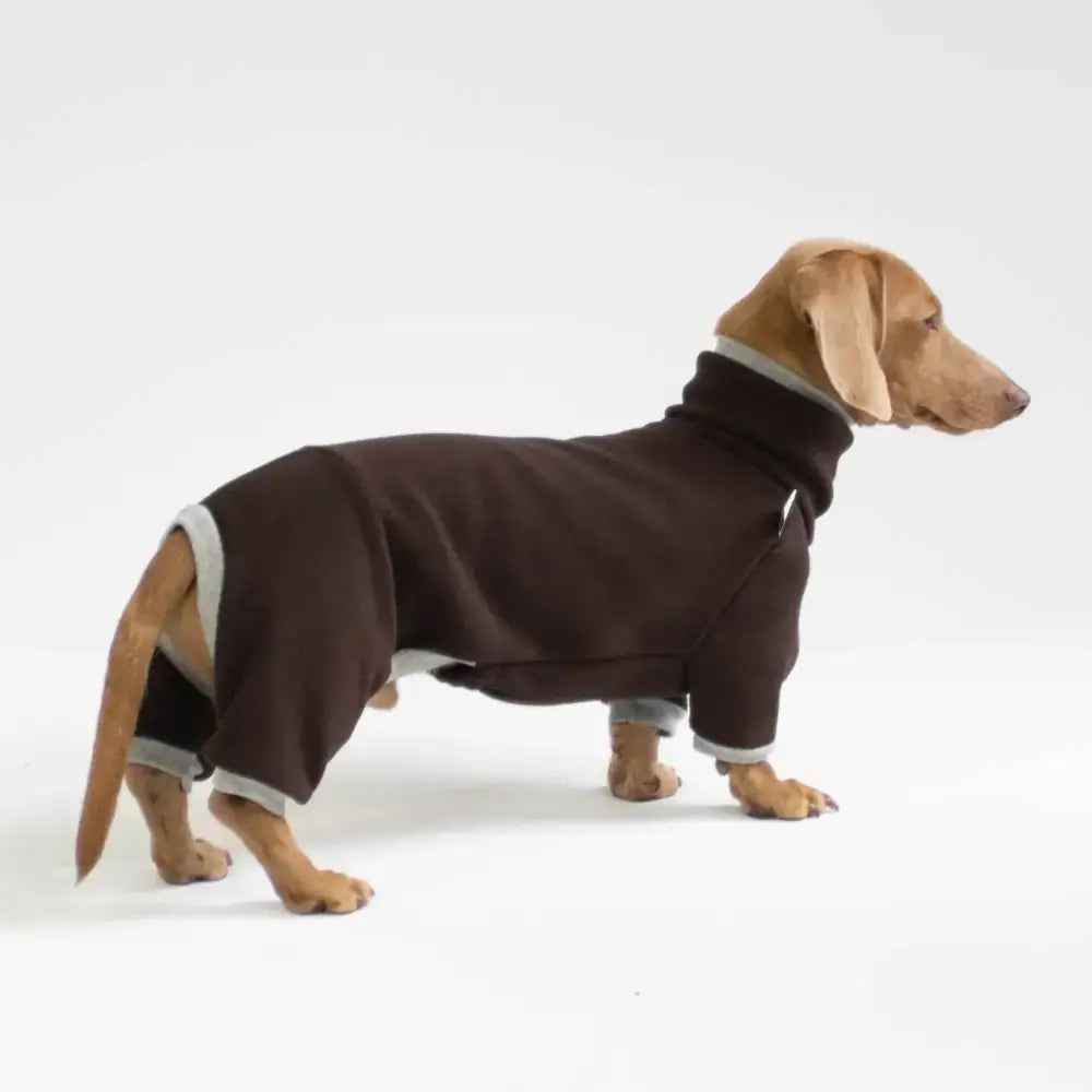Fleece Overall für Dackel Brown - Hundepullover