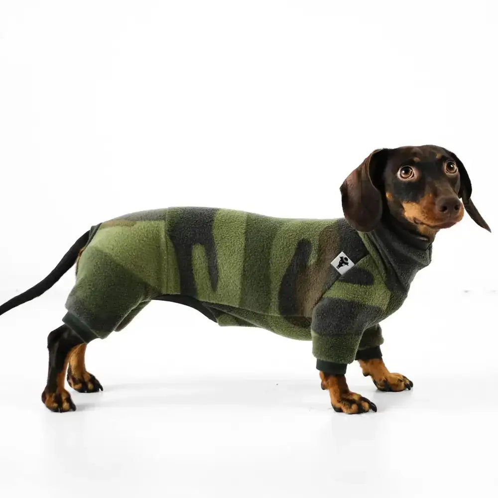 Fleece Overall für Dackel Camouflage - Hundepullover