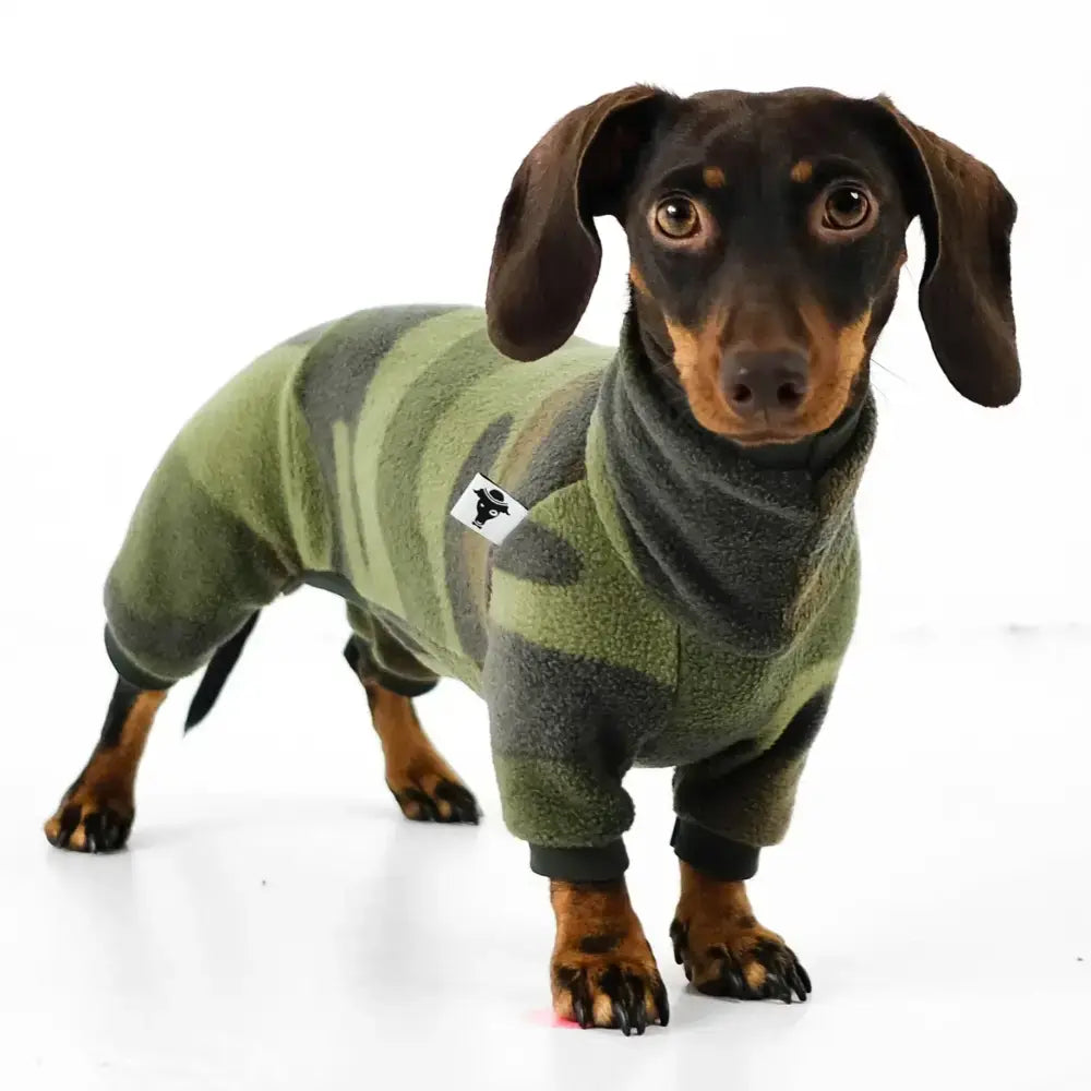 Fleece Overall für Dackel Camouflage - Hundepullover