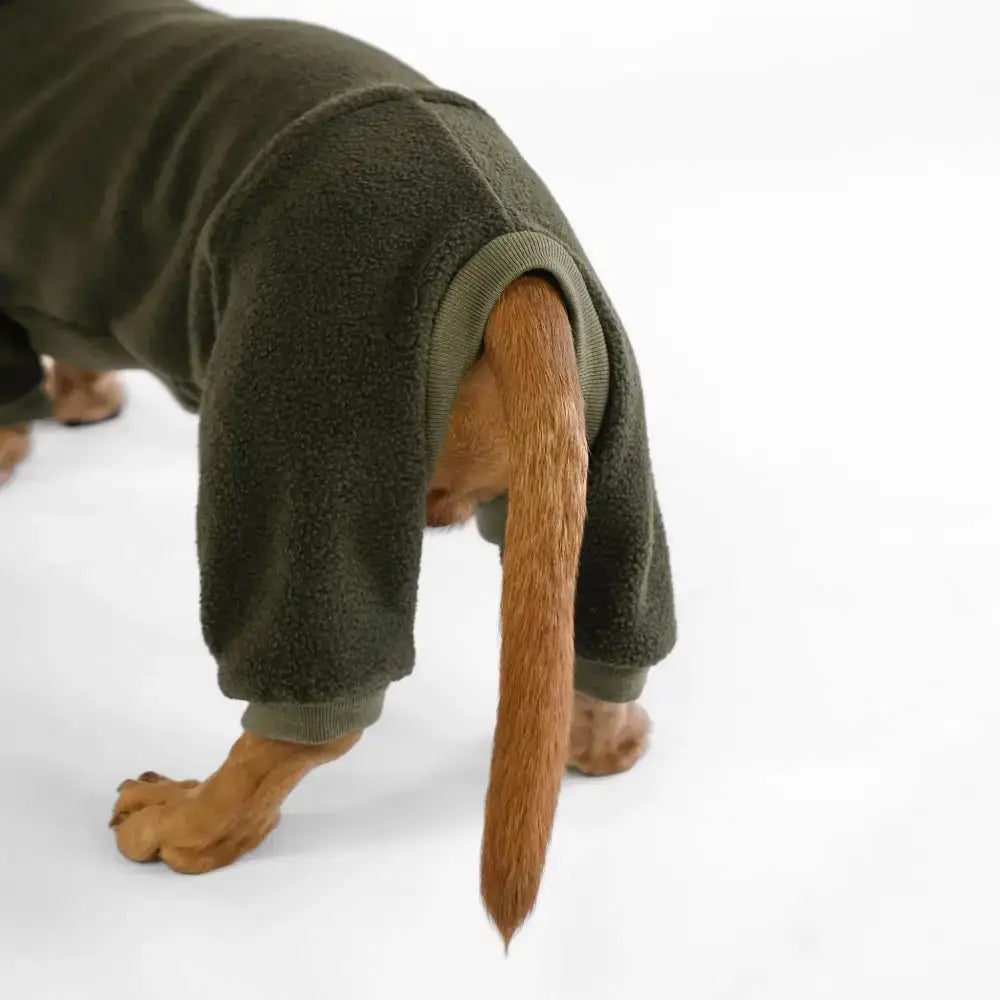 Fleece Overall für Dackel Dark Olive - Hundepullover