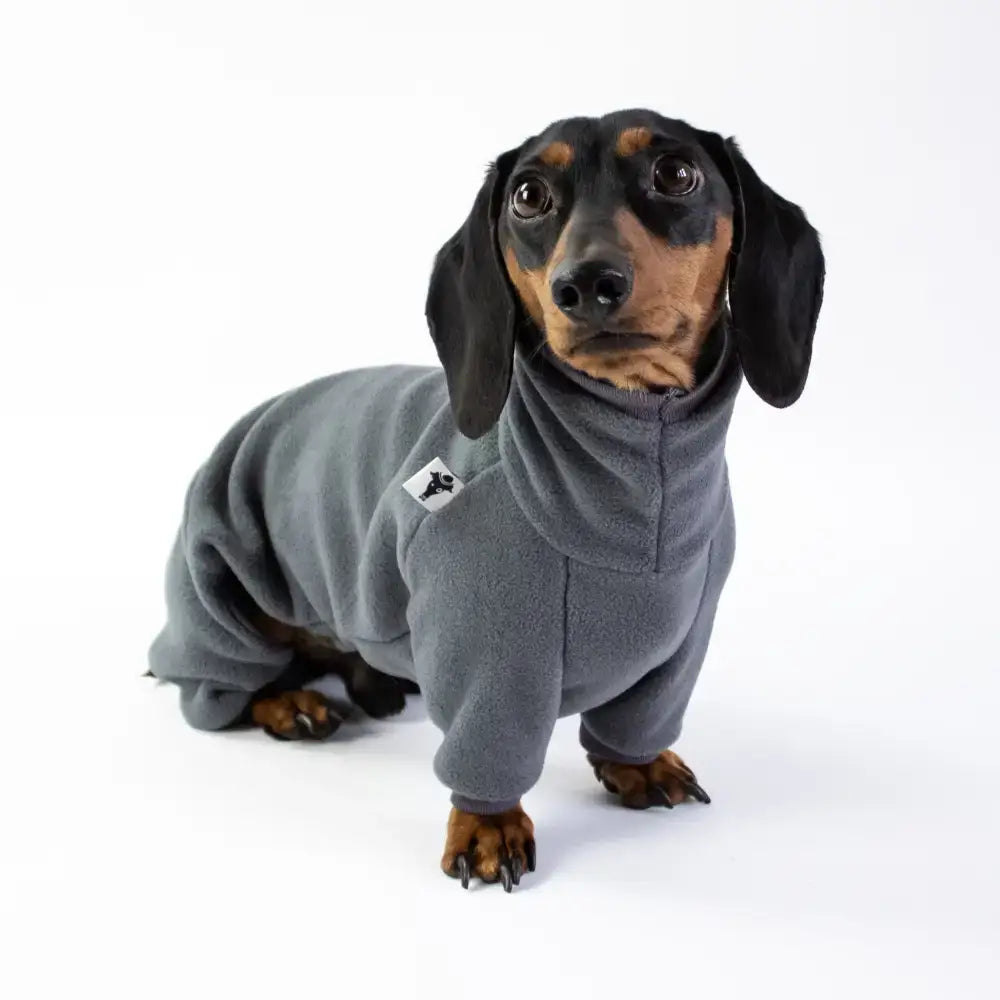 Fleece Overall für Dackel Graphite - Hundepullover