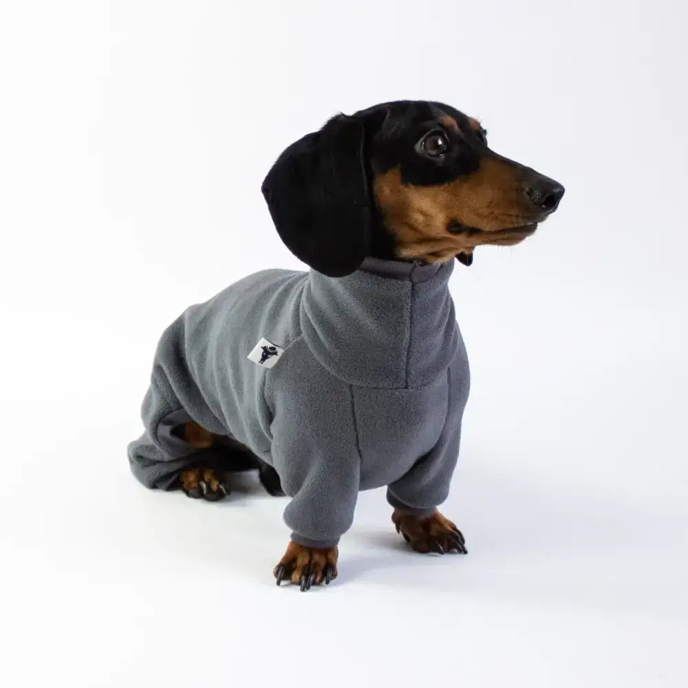 Fleece Overall für Dackel Graphite - Hundepullover