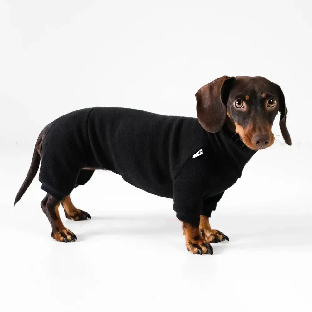 Fleece Overall für Dackel Schwarz - Hundepullover