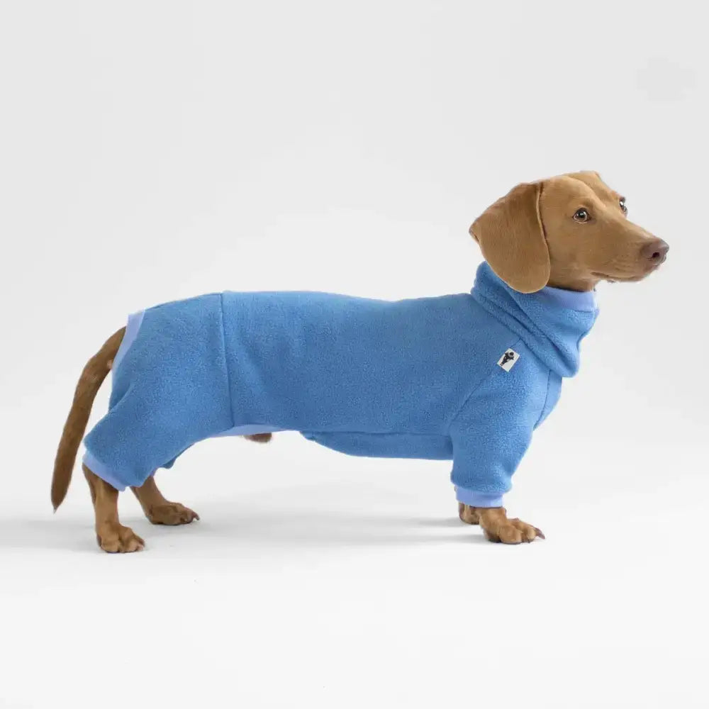 Fleece Overall für Dackel Sky Blue - Hundepullover
