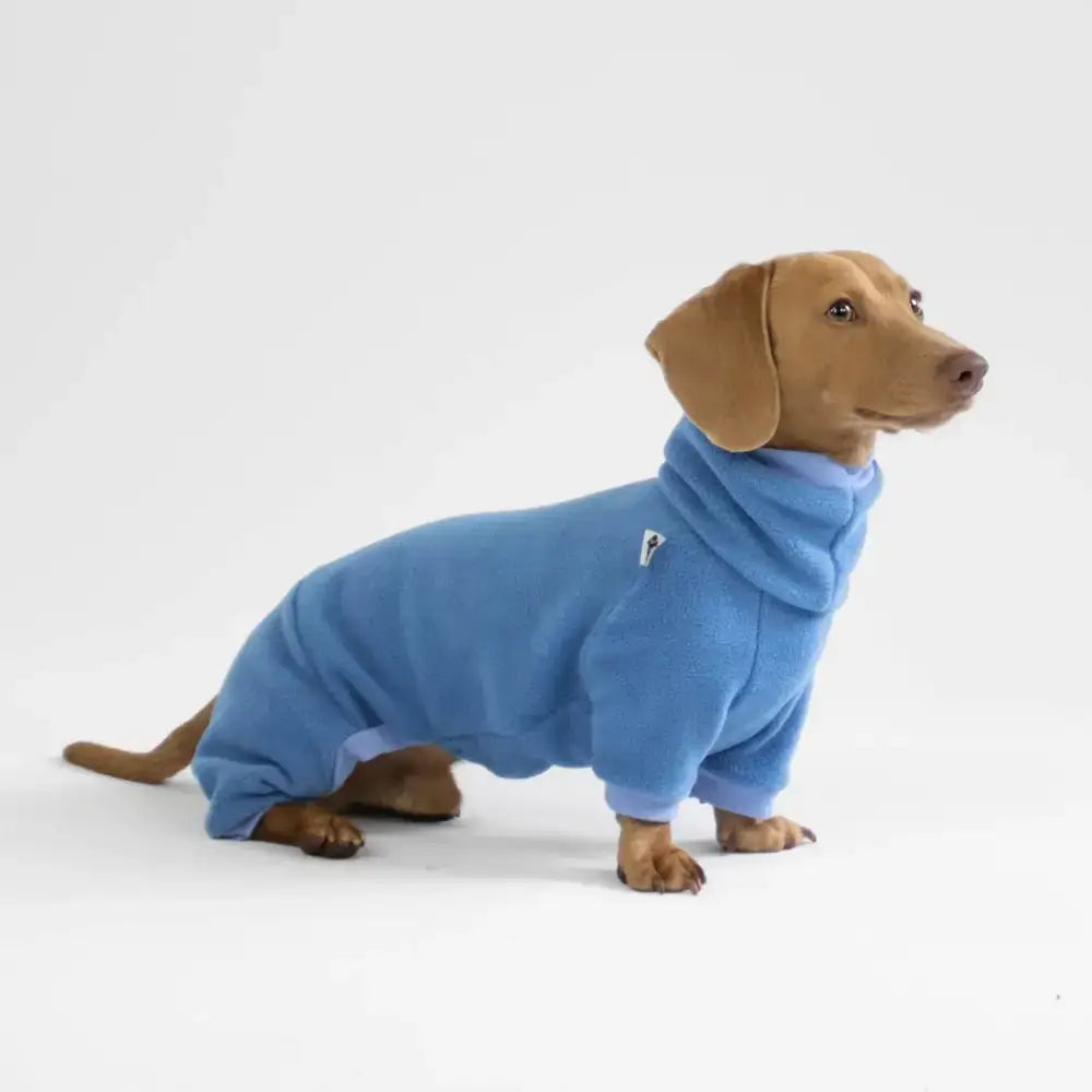 Fleece Overall für Dackel Sky Blue - Hundepullover