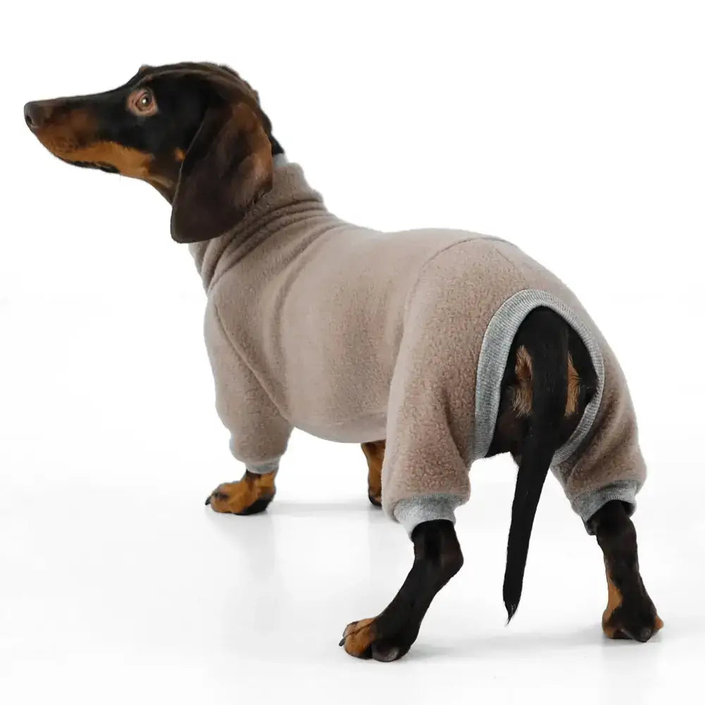 Fleece Overall für Dackel Walnut - Hundepullover