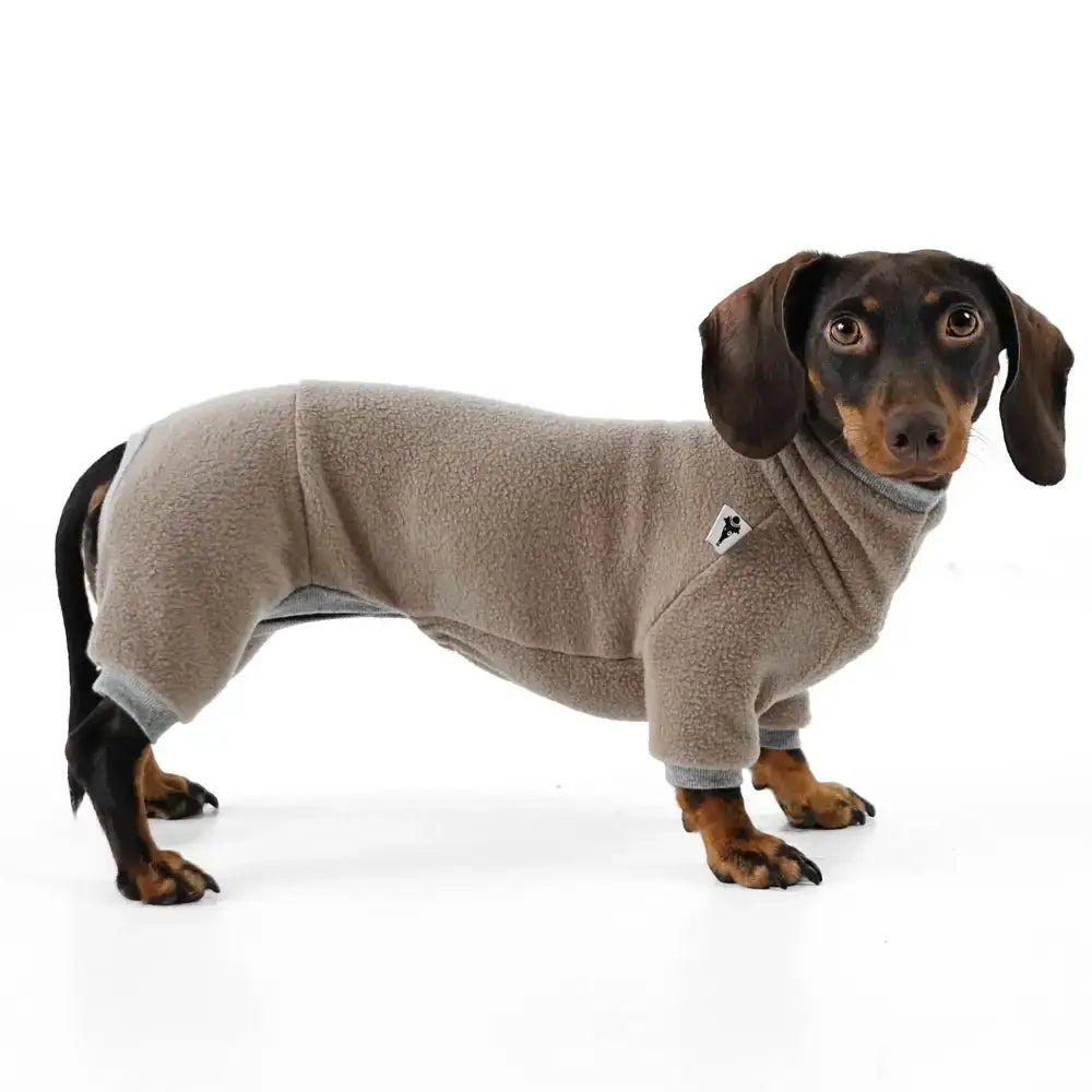 Fleece Overall für Dackel Walnut - Hundepullover