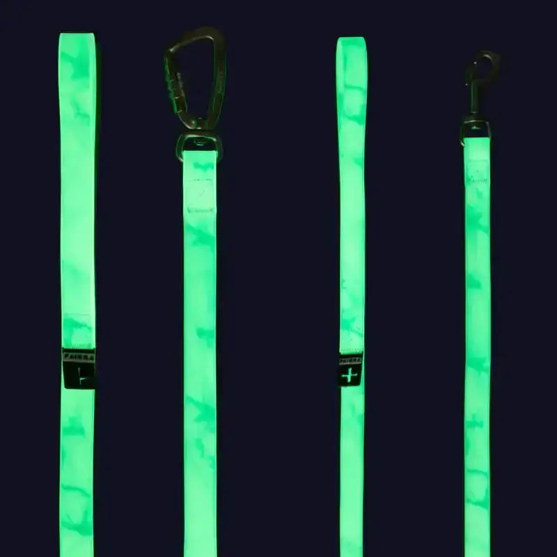 Fluoreszierende Hundeleine PAIKKA Glow Leash – Maximale Sichtbarkeit bei schlechten Lichtverhältnissen.