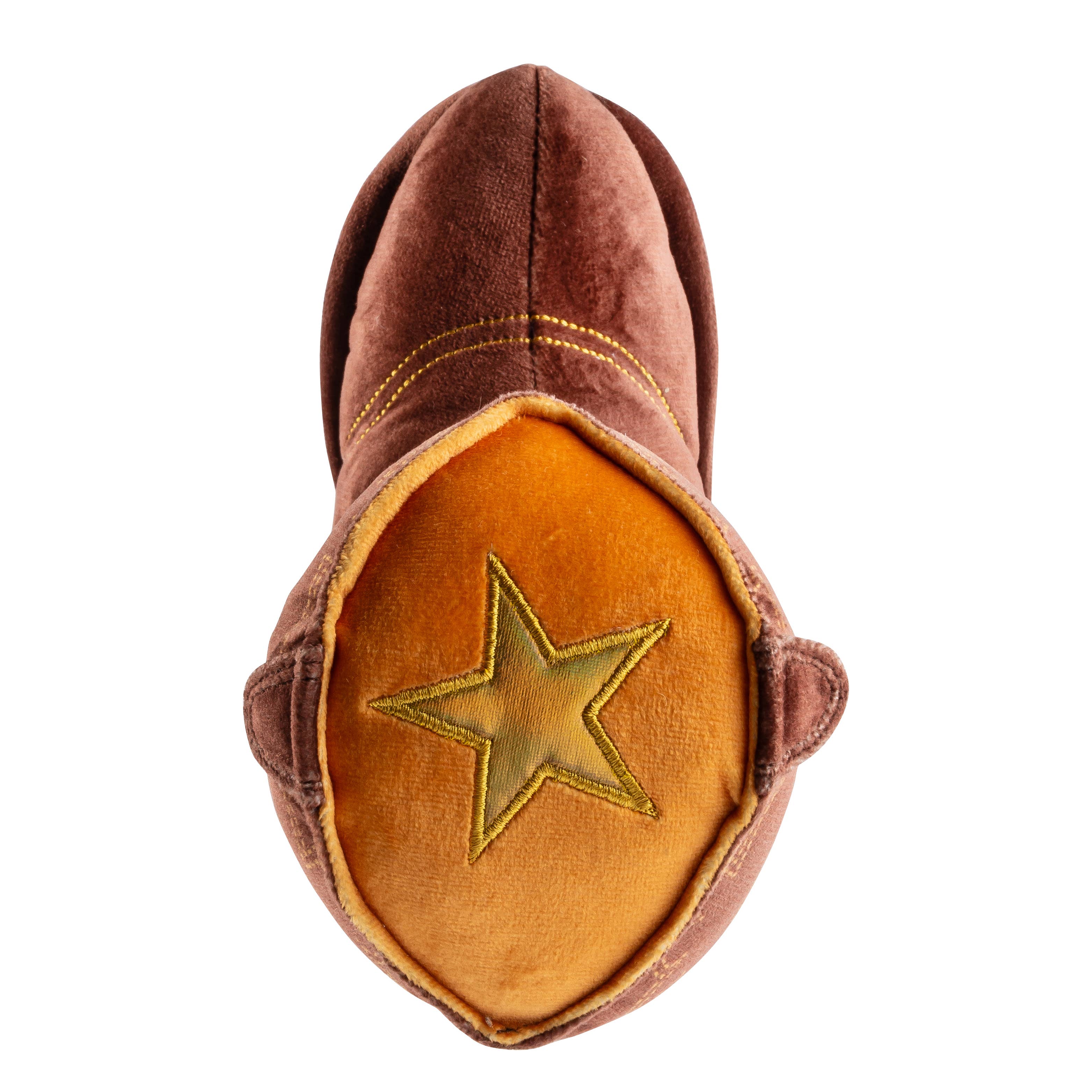 Goldene „Let’s Get Rowdy“-Stickerei auf dem Cowboy-Stiefel Spielzeug für Hunde