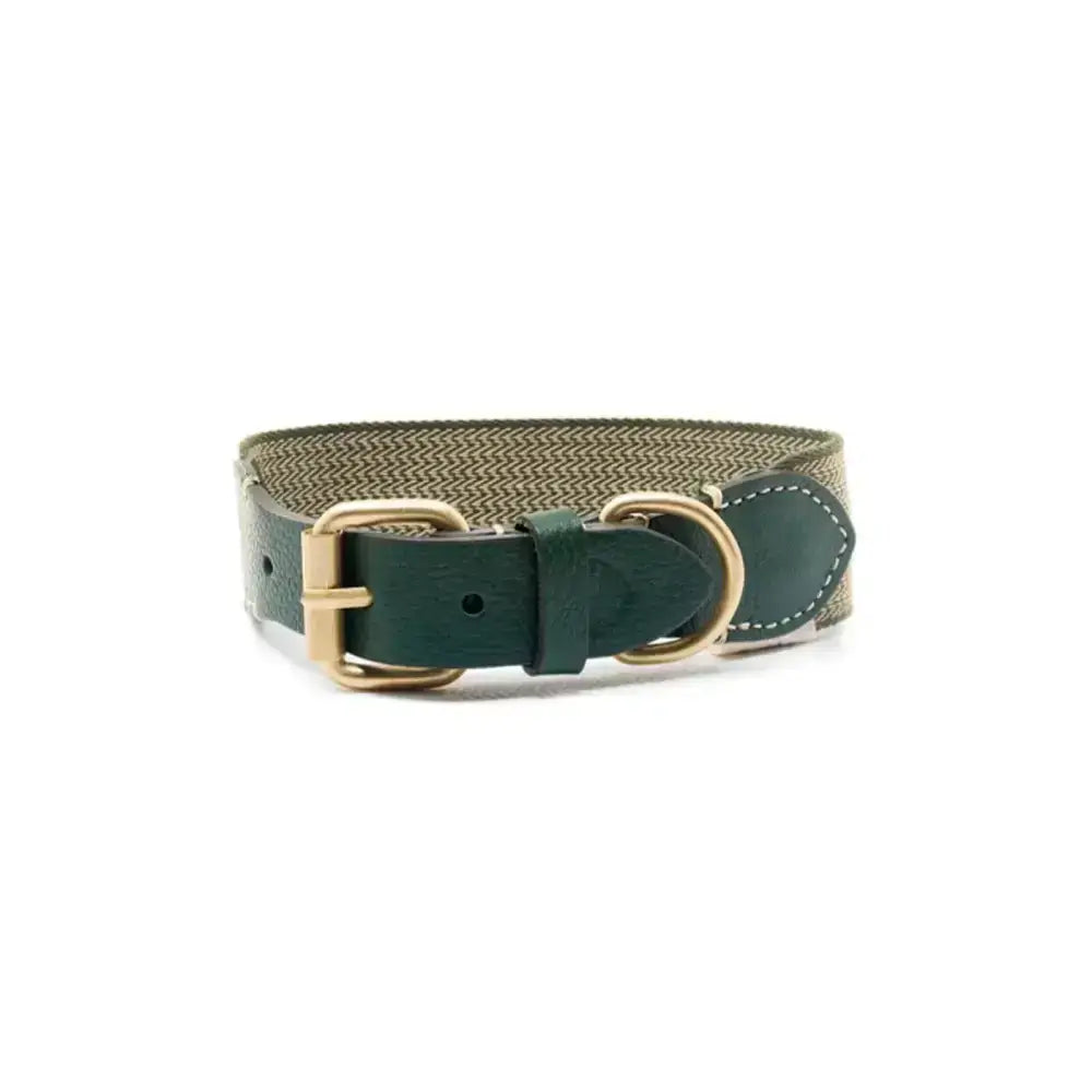 JAMES GREEN Halsband für Hunde – Elegantes Hahnentritt-Muster mit Madras-Leder