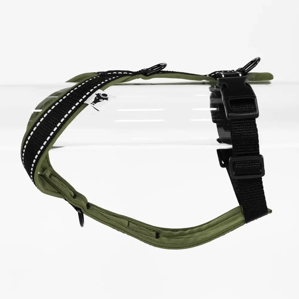 Karma Hund Dark Olive Hundegeschirr für Dackel – ergonomische Passform, weiche Polsterung und stilvolles Design für höchsten Komfort.
