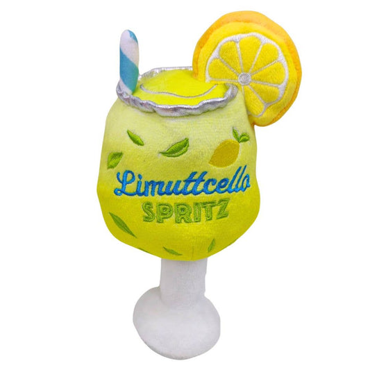Limutcello Spritz Hundespielzeug von Haute Diggity Dog – Vorderansicht mit Zitronen- und Minz-Details