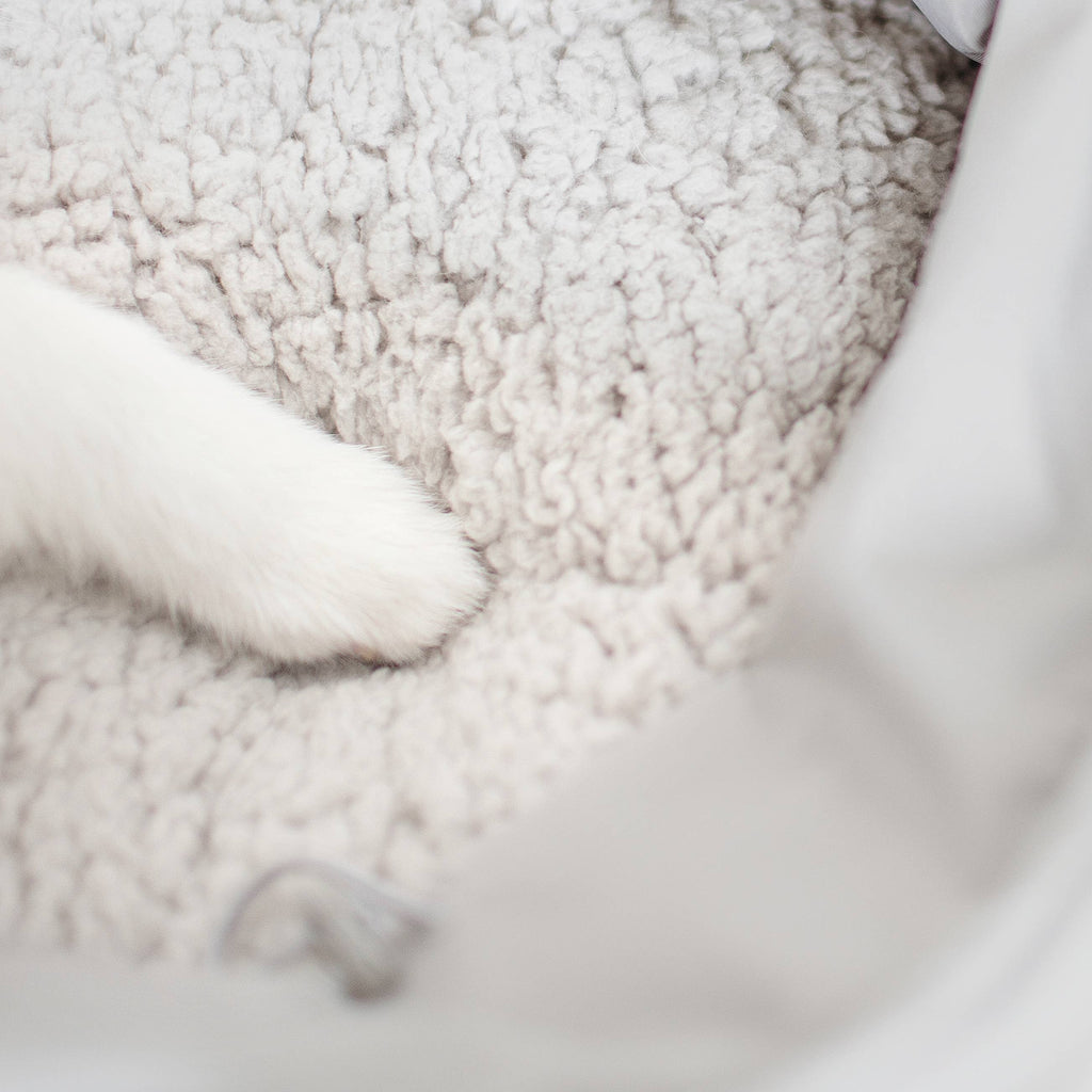 Nahaufnahme vom weichen Innenplüsch der OLLA Hundetasche – Kuschelzeit inklusive

