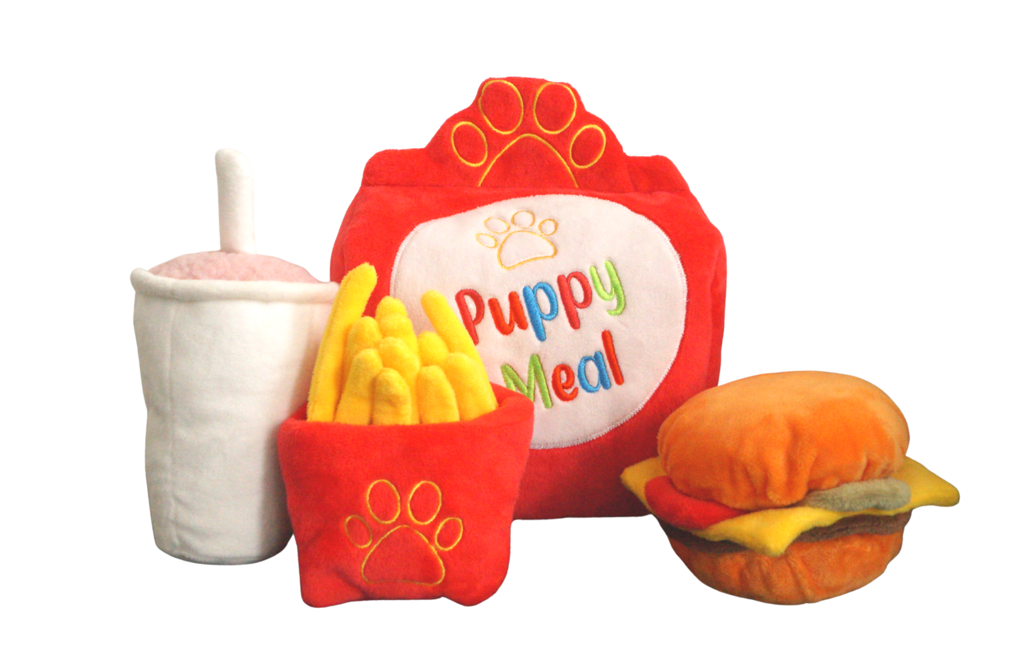 Mc Puppy Meal von Pawstory – Fastfood-Spielzeugset für Hunde mit Burger, Pommes & Milchshake