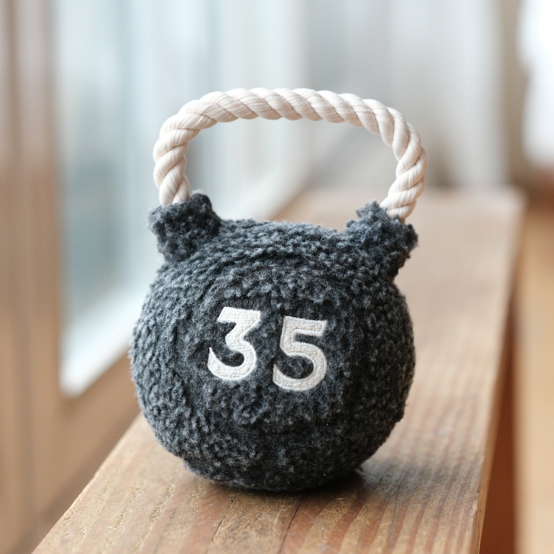Hund mit KETTLEBELL Hundespielzeug