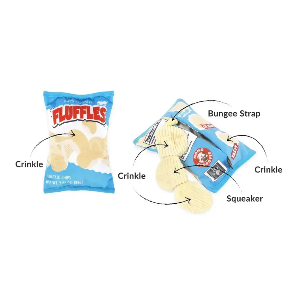 Hochwertige Verarbeitung der P.L.A.Y Fluffles Chips – doppellagige Außenseite, verstärkte Nähte und langlebige Materialien.