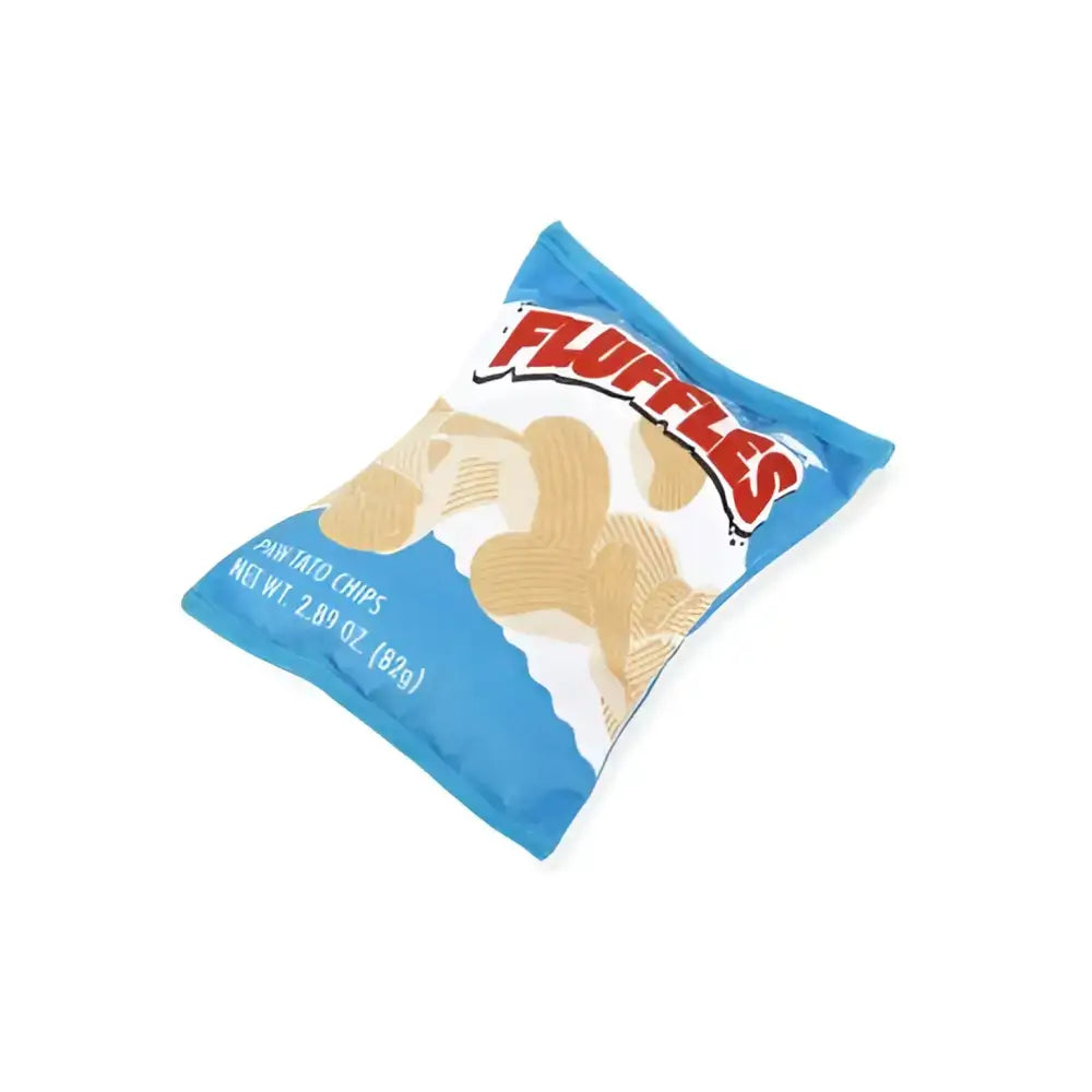 P.L.A.Y Fluffles Chips Hundespielzeug – interaktives Plüschspielzeug mit herausnehmbaren Chips und Quietsch- & Knistereffekt.