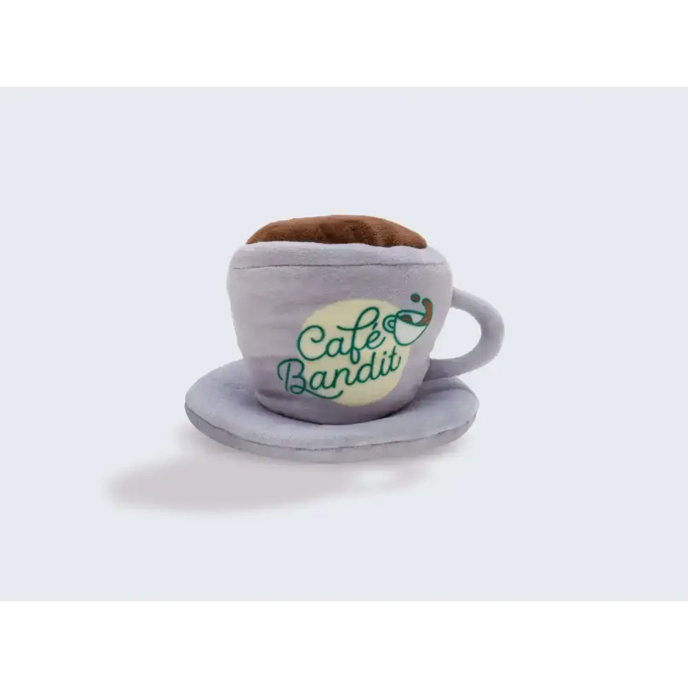 Plüsch-Hundespielzeug „Café Bandit“ – stylische Kaffeetasse mit Quietscher für extra Spielspaß.