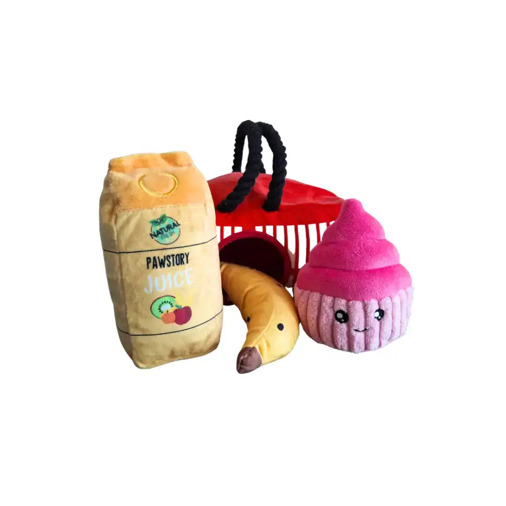 Plüsch-Hundespielzeug im Einkaufskorb-Design – perfekter Shopping-Spaß für deinen Vierbeiner.