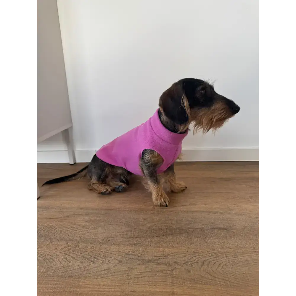 Dackel Hundepullover in Bubblegum aus atmungsaktivem Polar Fleece – perfekter Schutz vor Kälte & Wind, designed in Berlin.