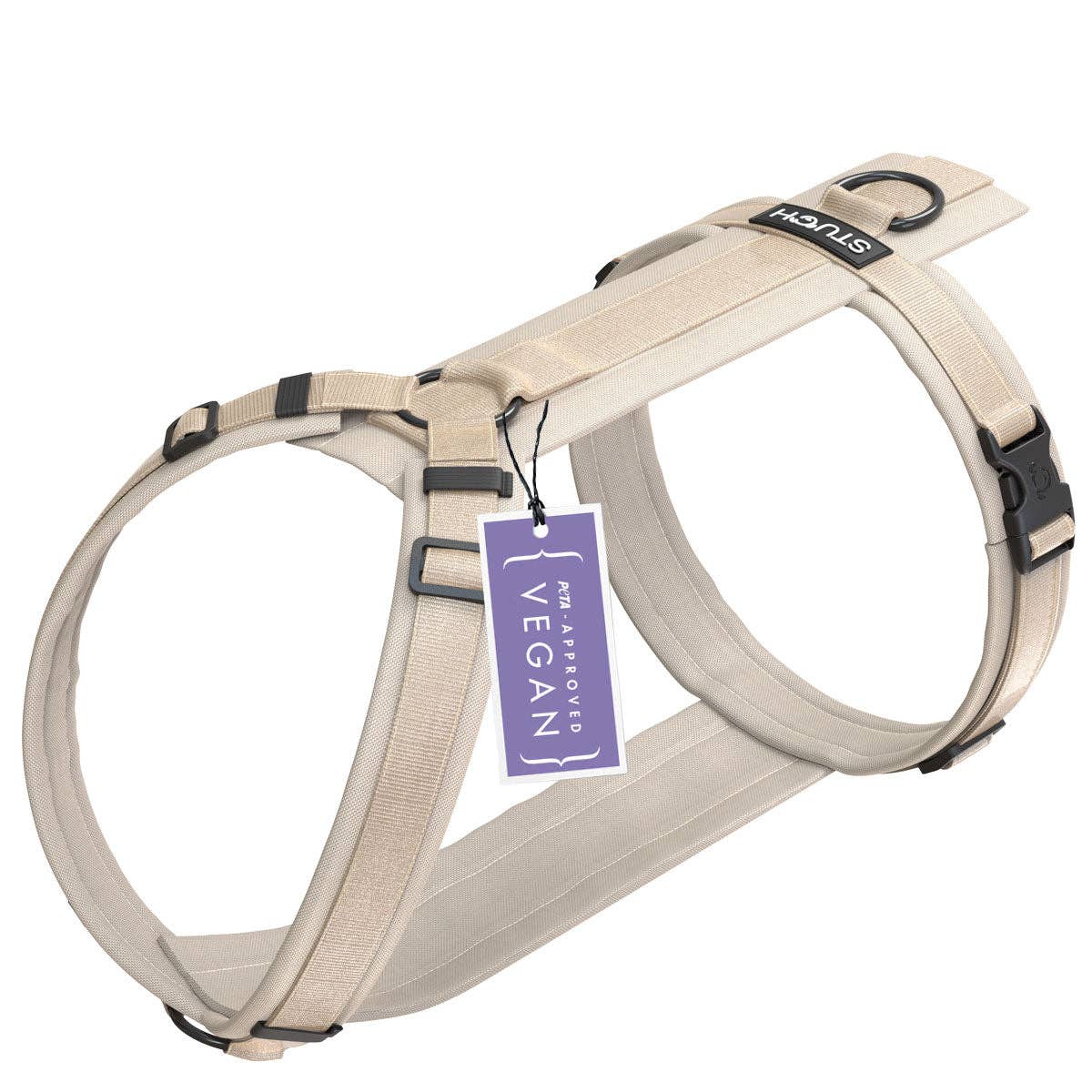 STUCH Hundegeschirr in Beige – Vorderansicht aus robustem Nylon, ideal für deinen Liebling