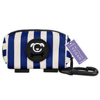 STUCH Hundekotbeutelspender in Dunkelblau gestreift – stilvolles, praktisches Hundeaccessoire für hygienische Spaziergänge.