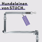 Hoogwaardige STUCH Premium hondenriem in grijs – duurzaam nylonweefsel met gewatteerde achterkant voor maximaal draagcomfort.